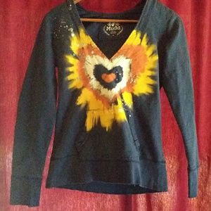 🌟🌟Mudd V Neck Blue Hoodie Bright Heart Decal